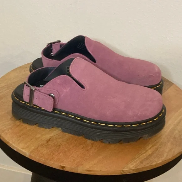 Dr. Martens Zeb Zag Chunky Sole Suede Mule Clogs in Muted Purple - Picture 6 of 12